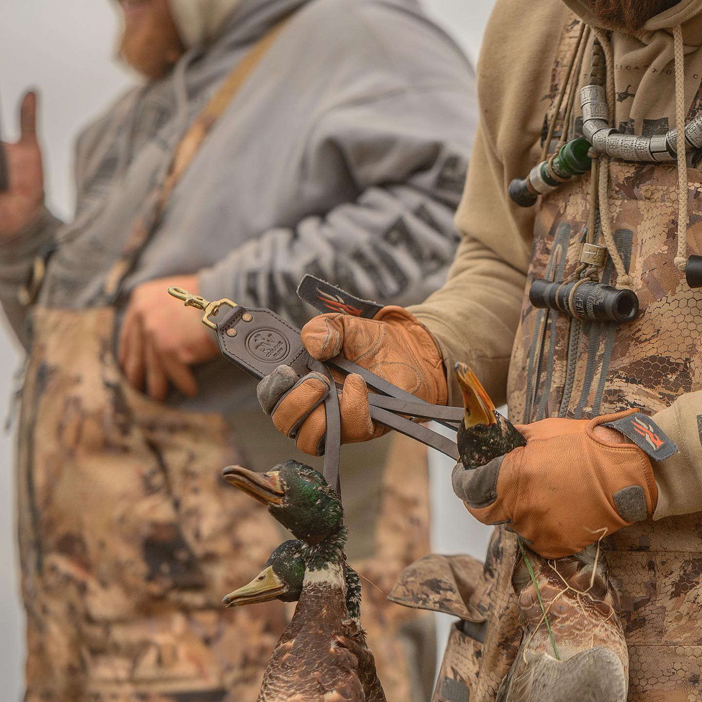 hunting, waterfowl, ducks, gear, strap, leather, duck strap, custom leather, handwork