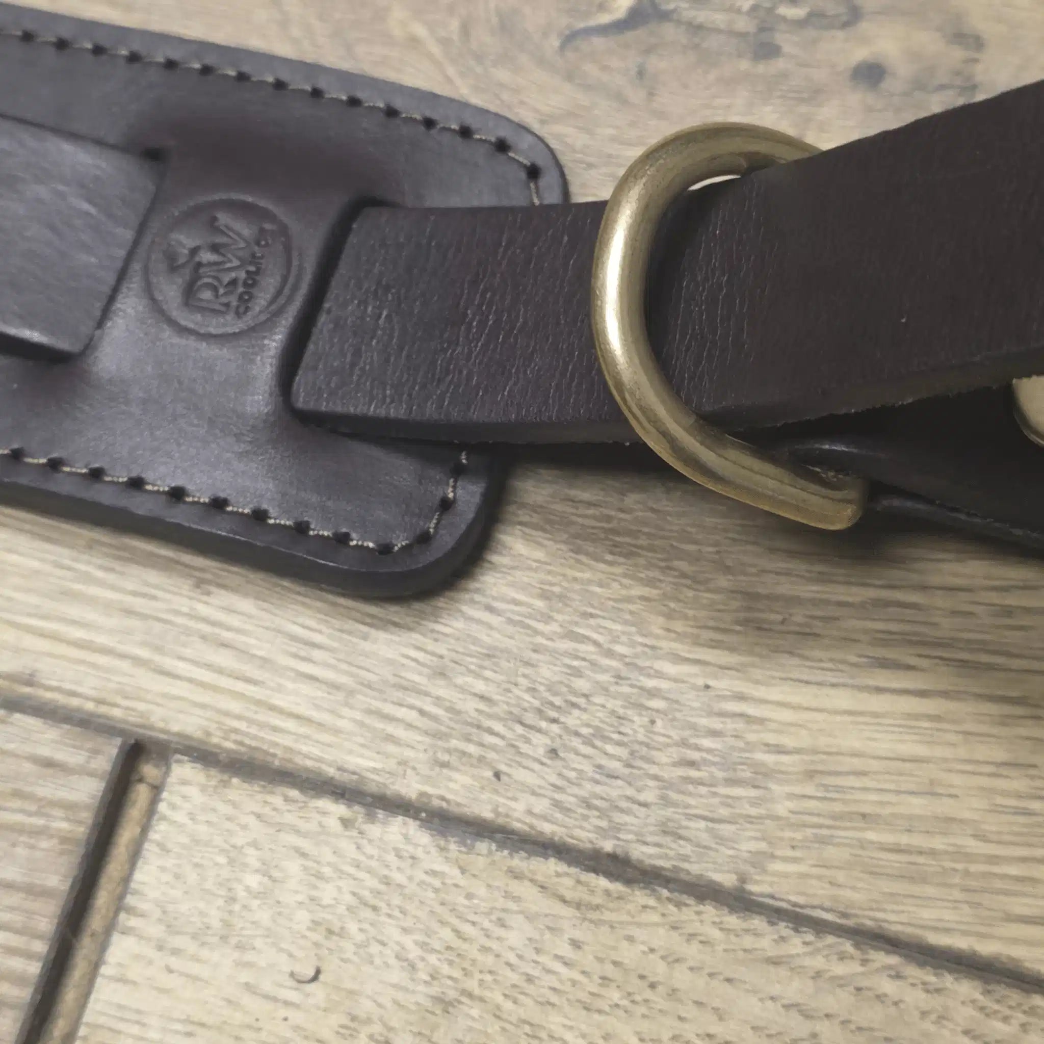 RW Coolidge leather stamp and hand-stitched seam detail