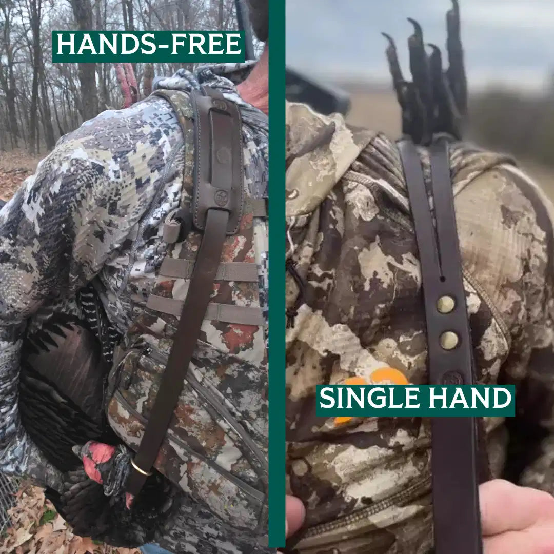 Both carry styles shown in the field — hands-free and single-hand side by side